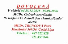 Název akce: Dovolená lékaře, datum akce: průběžně - průběžně